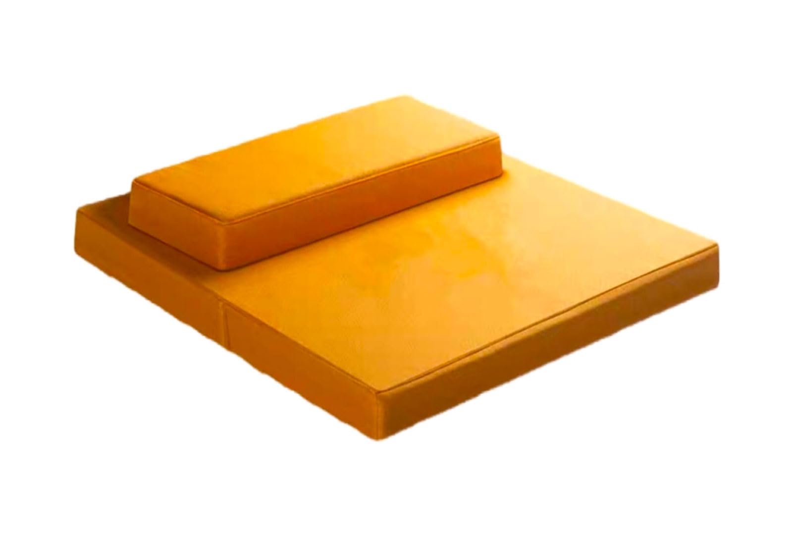Grand coussin de méditation carré fabriqué à la main, tapis de yoga portable et pliable, coussin de sol d'extérieur en fibre de coco et lin (61 x 61 cm, jaune)