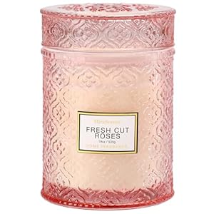 Rose Scented Candles, Mothers Day Candles Gifts for Women, Pink Luxury Large Decorative Candle in Glass, 19oz Natural Soy Wax for Home