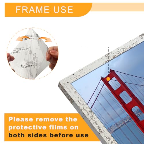 Image of BESCRCL 18x24 Poster Frame for Wall Hanging, Engineered Wood Picture Frames for 18 x 24 Picture, Distressed White, 1 Pack