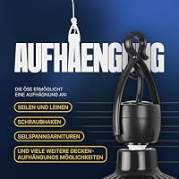 Bestlivings Mobiler Deckenventilator Schwarz (5m XXL Kabel) mit Stecker und Schalter, 220V-240V / 5 Watt, Ø40 cm Decken Ventilator mit Aufhänger – Ansicht 8