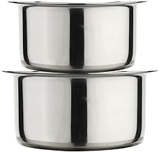 LiMETRO STEEL 2 Pieces Heavy Gauge Flat Bottom Tope Set with lid/Cookware Set with Lid Tope Set with Lid (Capacity : 2.5L, 3L)…