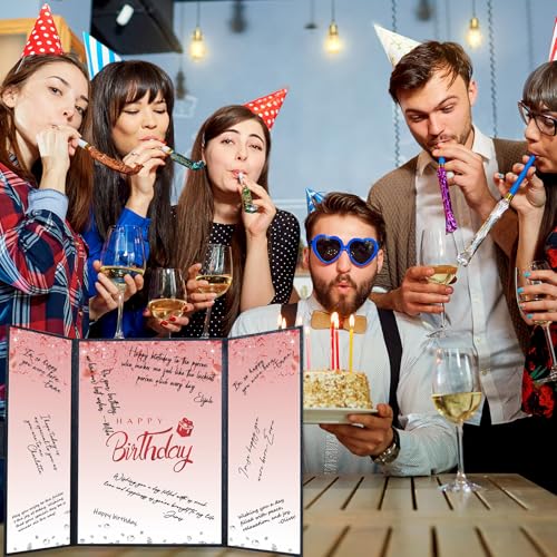 Image of Crenics Red and Black Birthday Decorations for Women or Men, Happy Birthday Guest Signature in Book Alternative 18 inch x 12 inch, Awesome Party Gifts for Girls or Boys