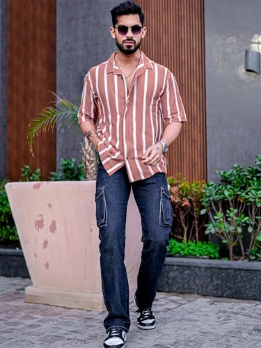Image of Maniac || Mens || Striped || Collared Neck || Half Sleeve || Popcorn Knitted || Shirt