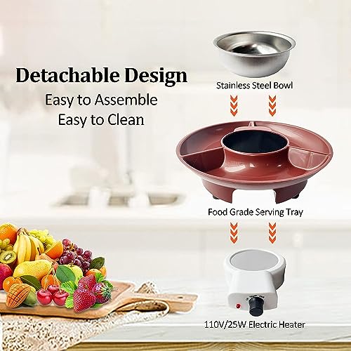 Set eléctrico para fondue con 2 tenedores y bandeja de frutas miniatura 3