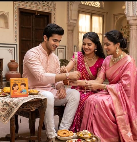 Image of SAUDEEP INDIA Decorative Fridge Magnet for Refrigerator Decor | Free Couple Rakhi Set for Bhaiya Bhabhi | Raksha Bandhan Gift Combo | Cotton Thread Rakhi Brother(Pink)