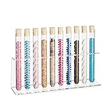 Premium-Qualität ☆ Made in Germany: Hochwertiger Reagenzglashalter aus Acryl + 10 Reagenzgläser aus starkwandigem Laborglas mit exakt passendem Natur-Korken ✓