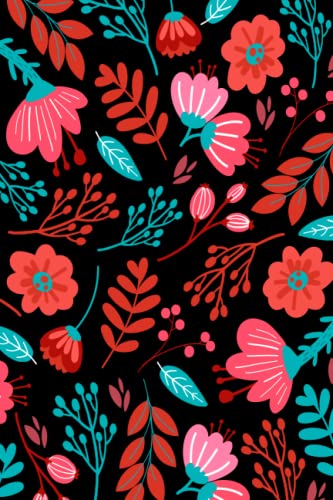 Compare Textbook Prices for notebook with a set of colorful flowers: journal/Black Notebook with floral - Flower Patterns Notebook Inspirational Journal for Women Kids Teacher Classroom Office Travel Journaling Supplies ISBN 9798426111868 by nte, flo