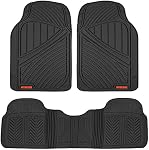 Motor Trend FlexTough Performance All Weather Rubber Car Floor Mats with Cargo Liner – Full Set Front & Rear Floor Mats for Cars Truck SUV, Automotive Floor Mats (Black)
