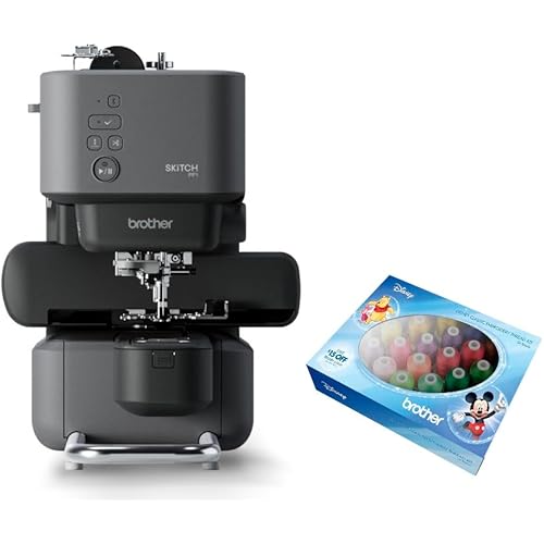 Brother Skitch Single-Needle Embroidery Machine and Disney Classic Colors 24-Spool Thread Bundle