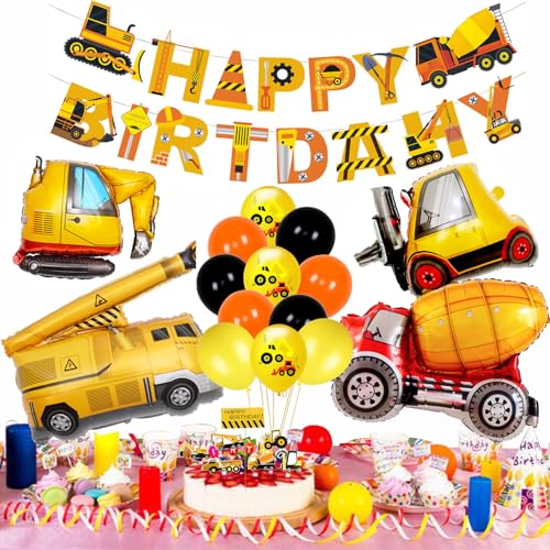 Image of Construction Birthday Party Supplies,Party Decorations Kits Construction Birthday Party Supplies Foil Balloons for Construction Theme Party