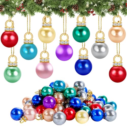 XIMISHOP 60PCS 16mm Christmas Mini Balls Ornaments 10 Colors Miniature Xmas Balls Baubles Tiny Shatterproof Christmas Tree Hanging Pendant for Xmas Tree Balls Decorations