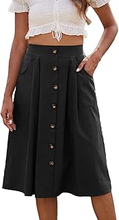 Sponsored Ad - Naggoo Women's Polka Dot Midi Skirts Casual High Elastic Waist A Line Pleated Midi Chiffon Skirts with Pockets