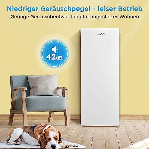 Comfee RCU160WH2(E) Gefrierschrank/142cm hoch/160L Gefrierteil/183 kWh/Jahr/Türanschlag wechselbar/Hochwertiger GMCC-Kompressor/Temperaturregelung/Verstellbare Standfüße/Weiß