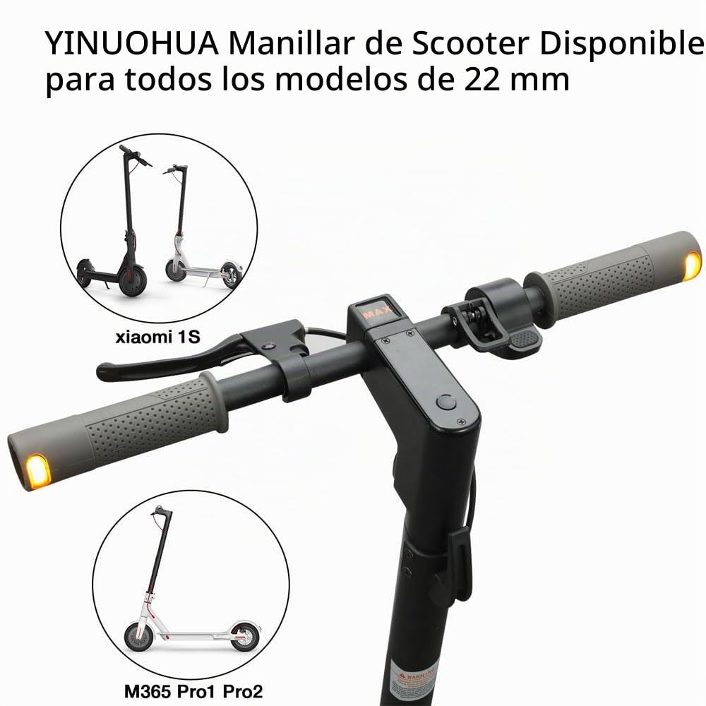 E - Indicador de Manillar con Intermitente, función táctil, Gris, Accesorio para Scooter, Desplazamiento Urbano Nocturno