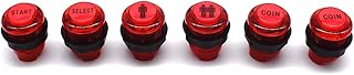 6 Pcs/Lot 28mm Arcade LED Push Buttons Illuminated Player 1P 2P Coin Start Select Lit Red with Microswitch for Arcade Machine Games Console Parts 5V