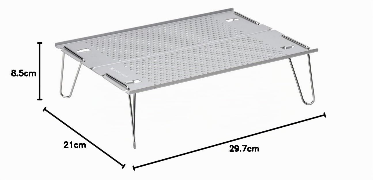 Snow Peak Ozen Solo Tisch, Aluminium, Leichter, robuster und zusammenklappbarer Tisch für Rucksacktouren, Camping und Outdoor