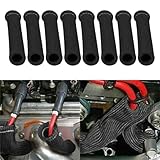 8pcs 2500° Spark Plug Wire Boots Heat Shield Cover Wire Boots Wrap Protector Sleeve For LS1/LS2 SBC BBC 350 454 Car Truck (Black)