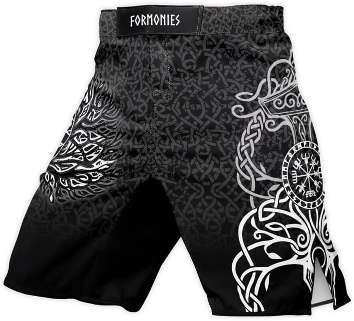 Viking Men's Fight Short MMA BJJ Training No Gi Grappling Shorts Trunks Fight Wear with Drawstring
