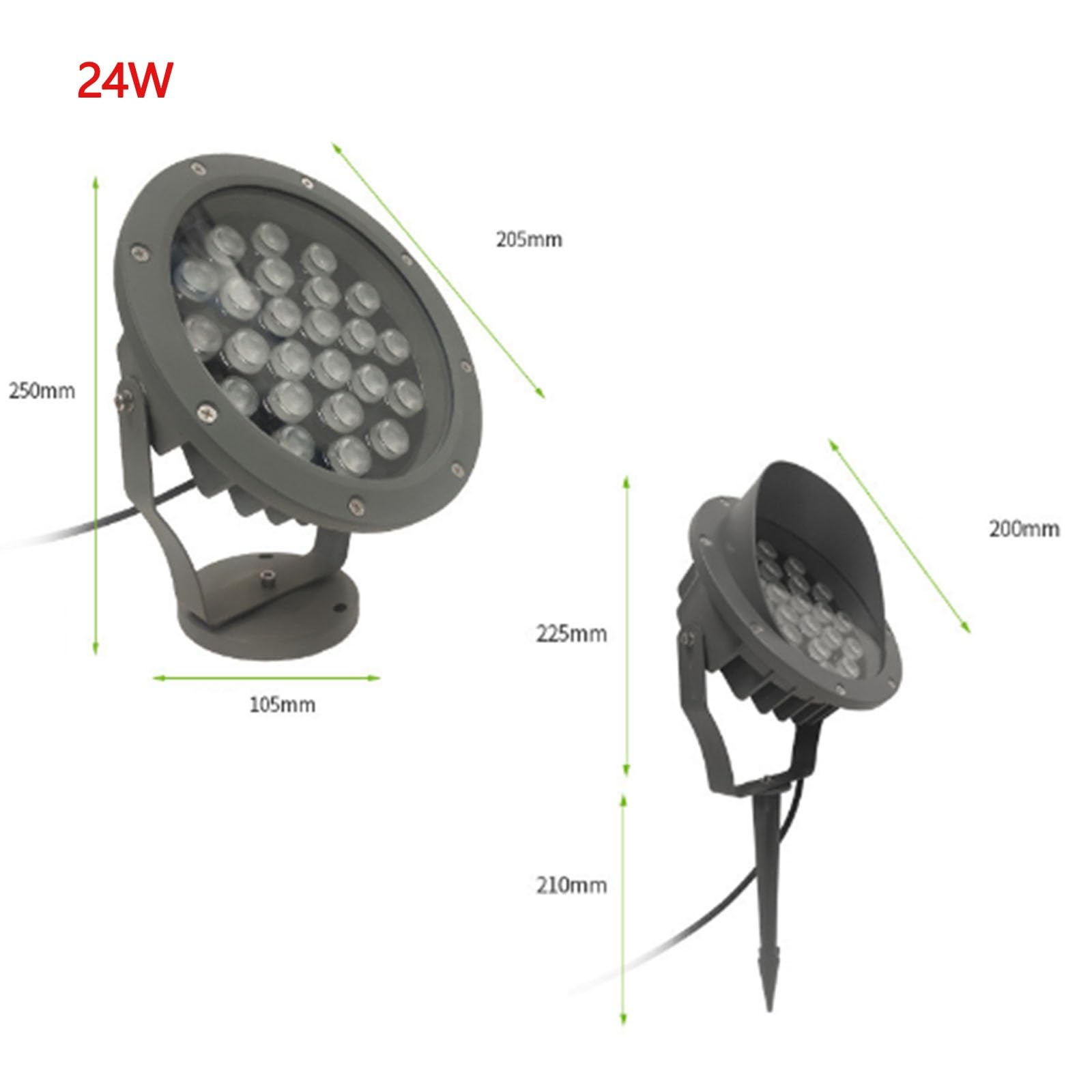 Oświetlenie podłogowe LED 100-260 V AC, zewnętrzne światła RGB ze sterowaniem wewnętrznym, kolorowe światła drzew (czerwony, B-24W)