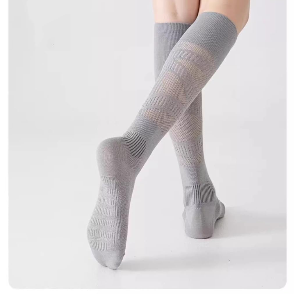 Atmungsaktive Damen-Socken aus Netzstoff, kniehohe Wadenstütze, Farbverlauf, rutschfest, Sportsocken für Laufen, Fitnessstudio, Tennis, Reisen