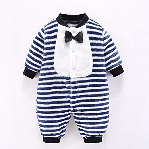 Baby Clothes,Newborn Infant Baby Boy Girls Long Sleeve Cartoon Striped Fleece Romper Jumpsuit Blue Boys Coat&Jacket for Baby Easter Gifts