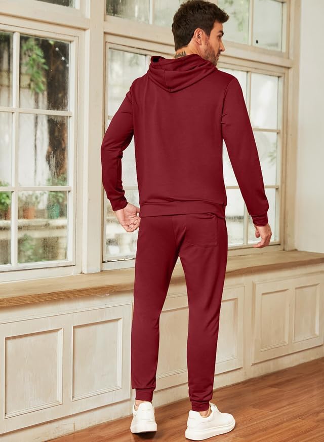 Miniatura 5 de JMIERR Conjunto deportivo de 2 piezas para hombre con capucha y pantalones deportivos