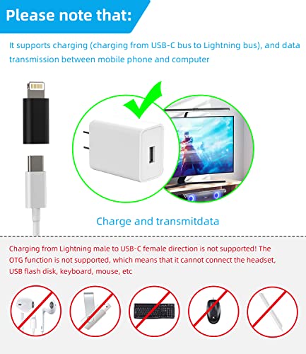 3Pack,USB-C Female to Lightning Male Adapter,Lightning to USB C Adapter,Type C Cable Charger Adaptor for Apple iPhone 12 11 Mini PRO MAX XS XR X SE2 7 8Plus Ipad AIR USBC Charging Converter