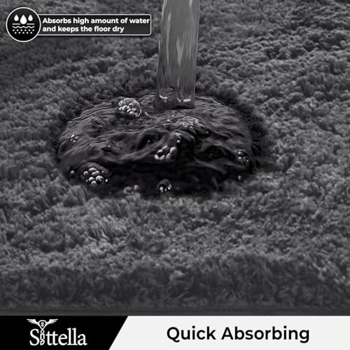 Image of SITTELLA Premium Microfiber Runner Mats Combo (45x80 & 45x100 CM) | Ultra Soft Plush Floor Rugs | Anti-Skid Backing | Super Absorbent & Quick Dry | Washable for Kitchen, Hallway & Bedroom | Grey