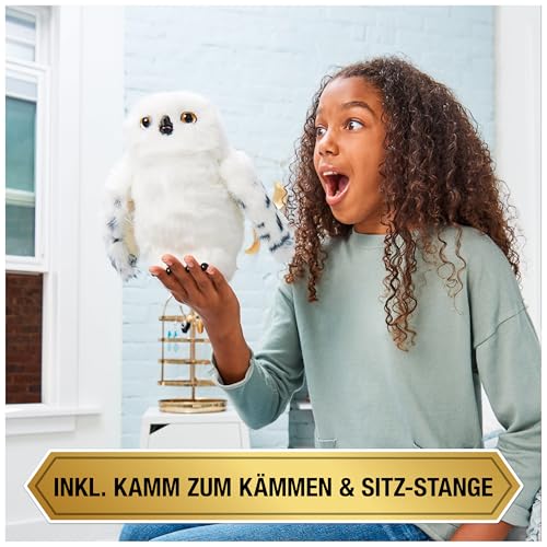 Harry Potter - Interaktive Plüsch-Eule Hedwig mit über 15 Geräuschen und Bewegungen, Spielzeug für Kinder ab 5 Jahren, offiziell lizenzierter Fanartikel, Weiß