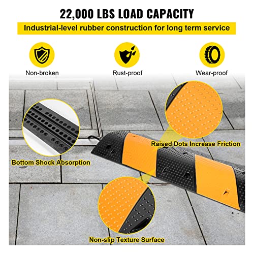 Image of VEVOR Rubber Speed Bump, 2 Pack 2 Channel Speed Bump Hump, Long Modular Speed Bump Rated 22000 LBS Load Capacity, 39.3''x12''x1.97'' inch Garage Speed Bump for Asphalt Concrete Gravel Driveway