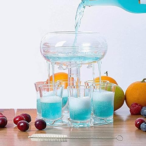 LOCYOP 6 Shot Glass Dispenser and Holder,Shot glass holder Shots Dispenser Liquor Dispenser drink despenseror Cocktail Dispenser with Brush for Filling Liquids Cover