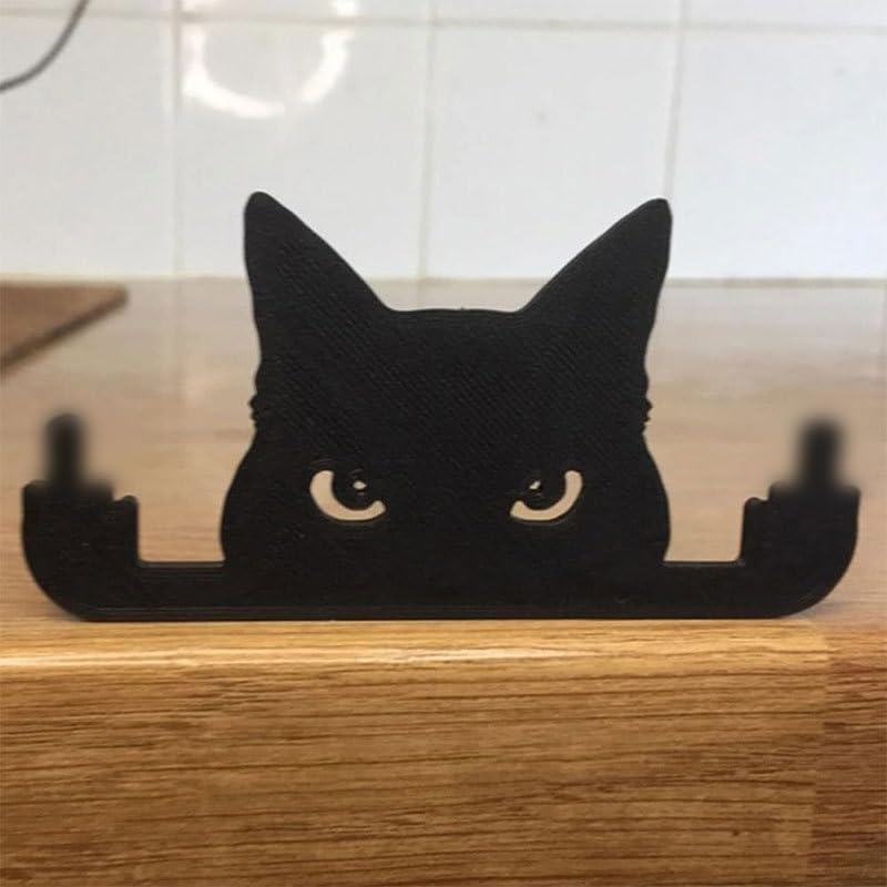 Black Wooden Cat Statue Raising Medium Finger Perfect for Outdoor Garden Decoration and Also Suitable for Indoor Home Decorative Accessories Items