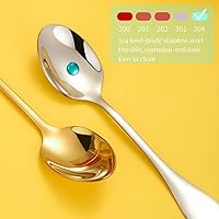 Vista 5 de Cucharas de servir, tenedores de cuchara ranurados, 9 piezas de acero inoxidable 18/10, juego de utensilios para servir anfitriona para fiesta