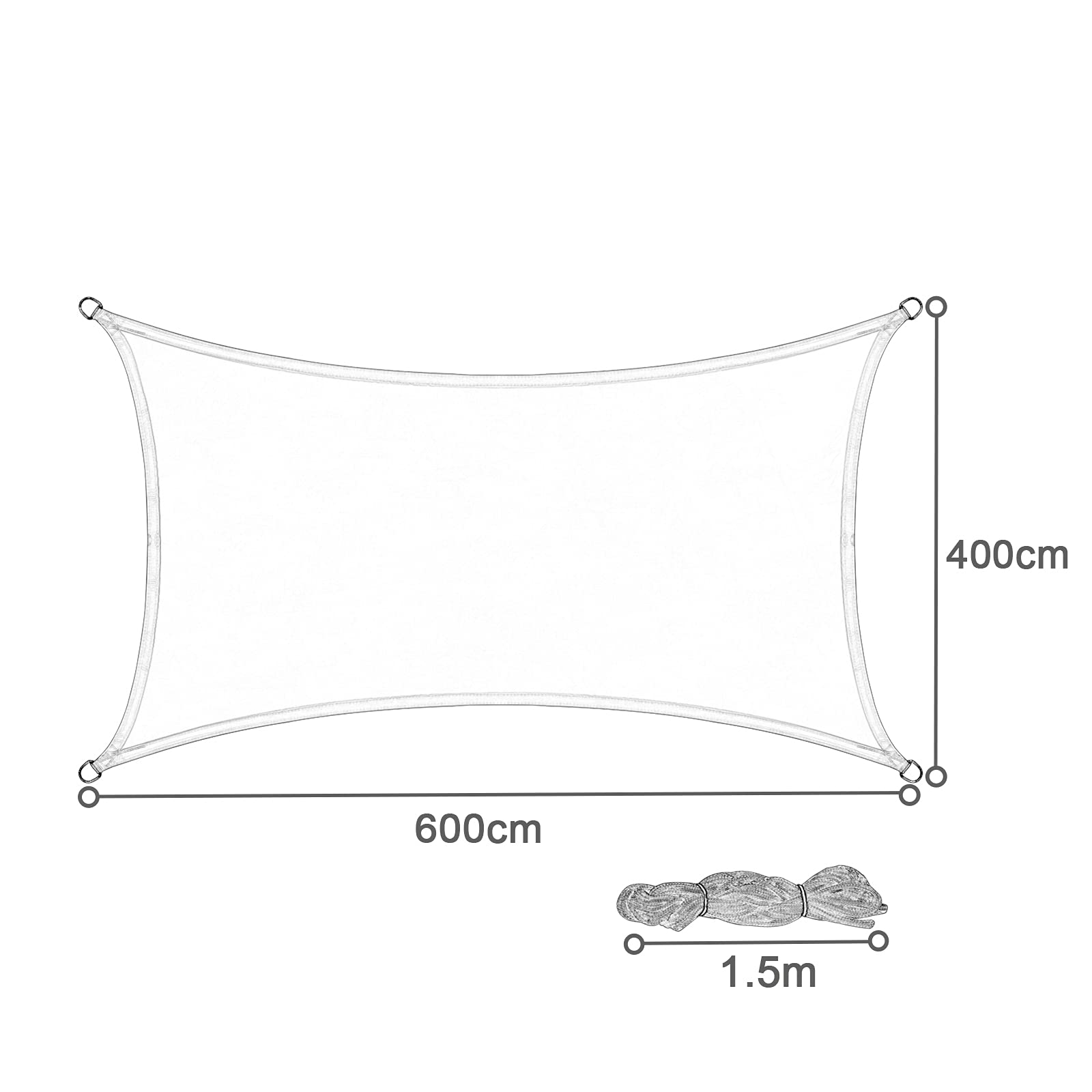 Laneetal Voile d'ombrage 4x6 mètres rectangulaire en PES Auvent pour Jardin terrasse Anti-UV Toile Solaire résistant Beige