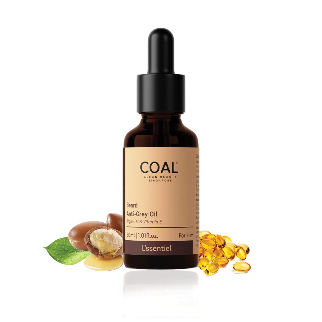 COAL Clean Beauty Beard Anti-Grey Oil with Darkenyl & Vitamin E | Restores Melanin & Slows Premature Beard Greying | Men | All Beard Types | 30ml