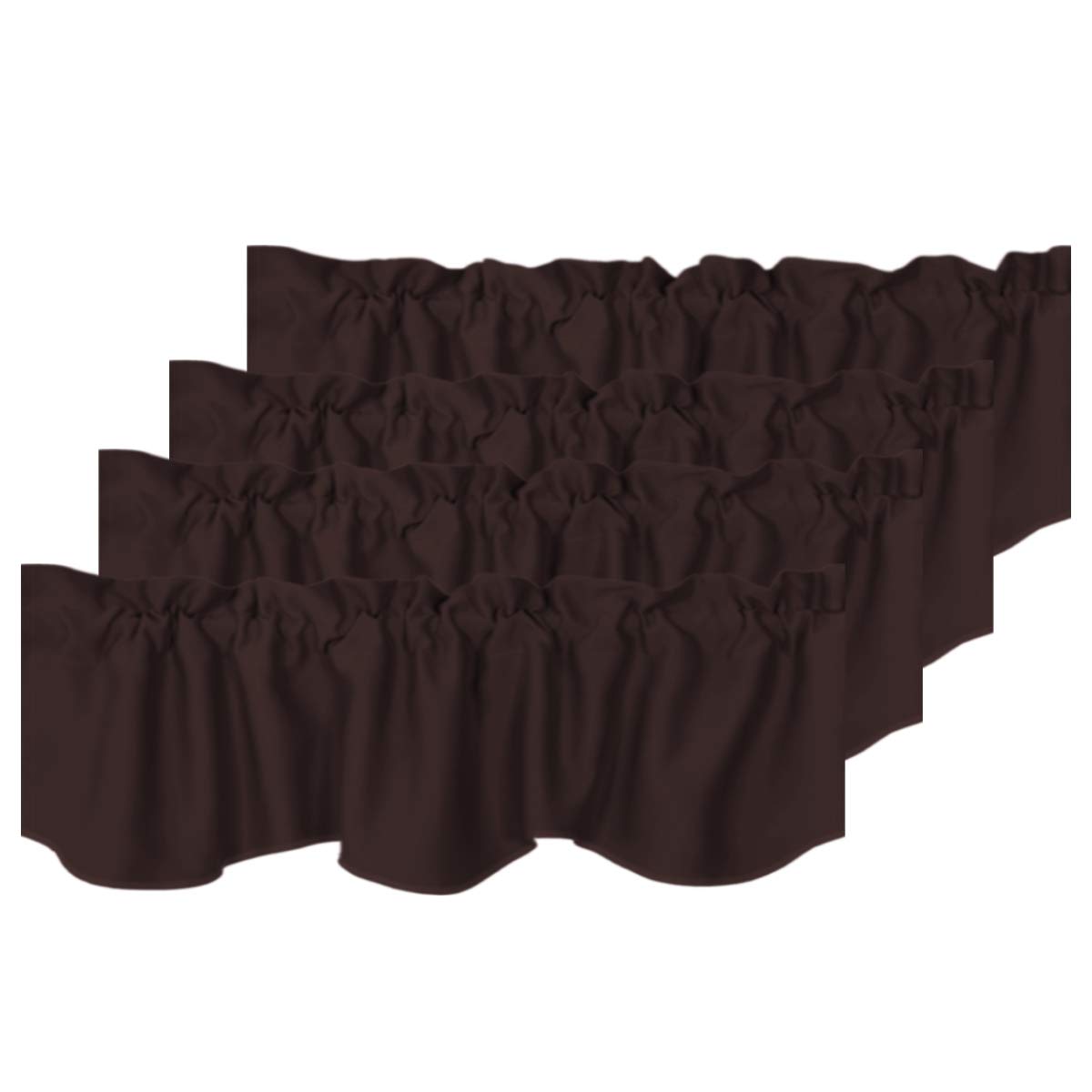 H.VERSAILTEX 4 Panels Blackout Curtain Valances for Kitchen Windows/Living Room/Bathroom Privacy Protection Rod Pocket Decoration Scalloped Window