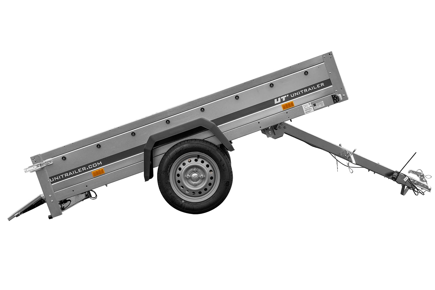 UNITRAILER Auto Anhänger Garden Trailer 230 Kipp – PKW Anhänger 750KG, 230cm x 125cm Transportfläche, Robuste Struktur Aus Verzinktem Stahl, Klappbarer Deichsel