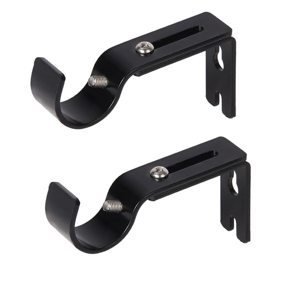 Lucaidian Adjustable Curtain Rod Wall Bracket Hooks 2-Pack for Kitchen, Living Room, Bedroom.