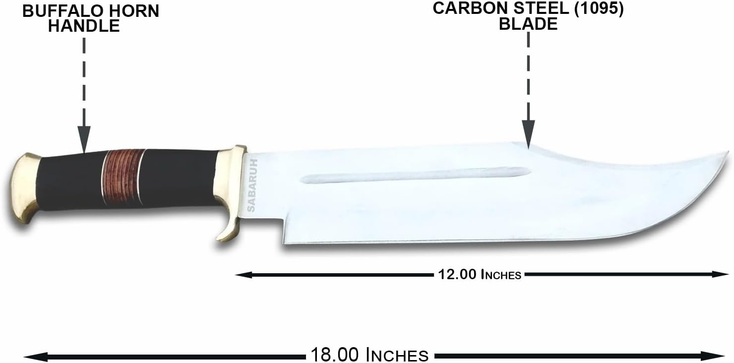 DSK-179 Fixed Blade Bowie Knife with Leather Sheath - High Polish Forged Premium Hunting & Survival Knife