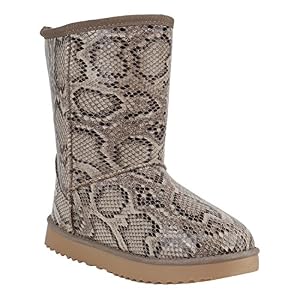 stiefelparadies Schlupfstiefel Damen Schuhe Lack Stiefeletten Stiefel Warm Gefüttert 151924 Snake Lack 36 Flandell