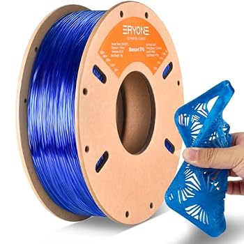 ERYONE TPU Filament 1.75mm +/-0.03mm Flexible TPU Roll, 95A Soft 3D Printer Filament 1kg Spool(2.2 lbs), Transparent Blue