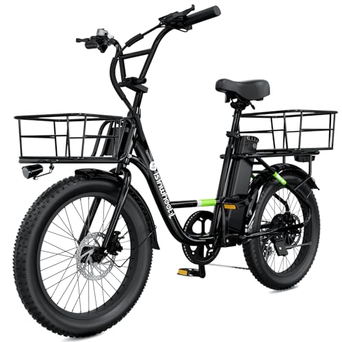 isinwheel U7 Electric Bike for Adults, 20 mph Cargo Ebike 1000W Peak Adult Electric Bicycles, 55 Miles Range E Bike, 48V 10.4Ah Removable Battery, 7 Speed Gearshift, 20" Step Thru Ebikes for