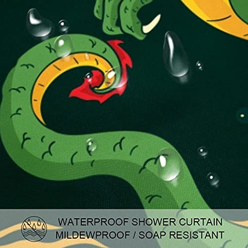 Rideau de douche dragon chinois vert 152x182 cm textile traditionnel