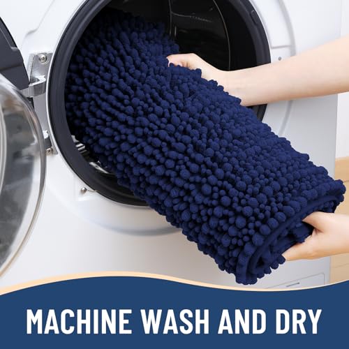 Image of Arotive Luxury Large Bathroom Rugs 44x32, Extra Soft Thick Absorbent Shaggy Chenille Bath Rugs, Machine Wash Dry, Bath Mats for Bathroom Floor, Tub and Shower, Home Decor Accessories, Navy