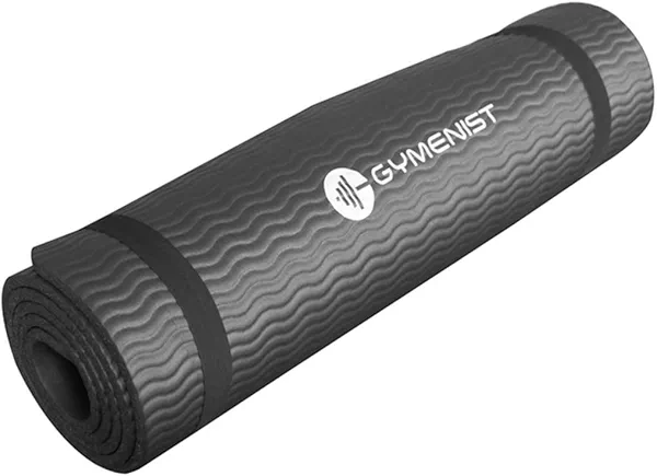 GYMENIST Thick Exercise Yoga Floor Mat Nbr 24 X 71 Inches Great for Camping Cardio Workouts Pilates Gymnastics (Black)