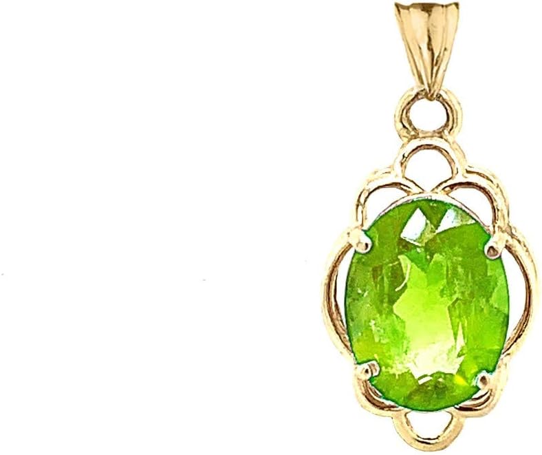 Certified 10k Gold Genuine Peridot Oval-Shaped Clover Pendant