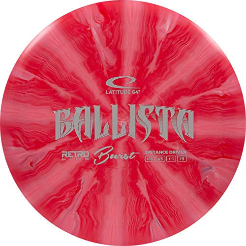 Latitude 64 Retro Burst Ballista Disc Golf Distance Driver | Overstable Disc Golf Driver for Advanced Players | Grippy Base Plastic | Great for Forehand & Backhand Drives (Red)