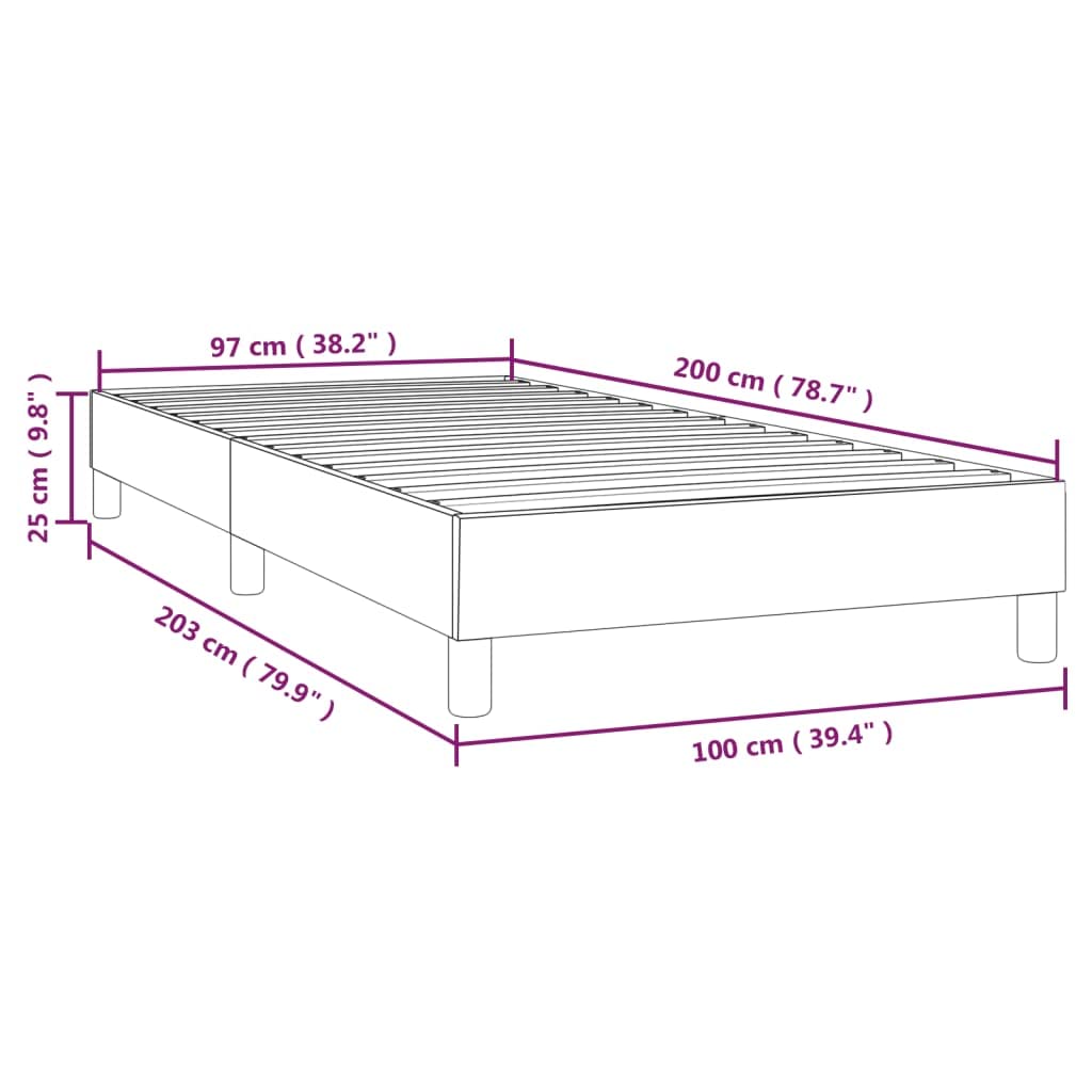 Boxspringbettgestell Creme 100x200 cm Kunstleder Rahmen mit Sperrholzlatten Robustes Einzelbett Modernes Polsterbett für Schlafzimmer Gästezimmer Erstwohnung