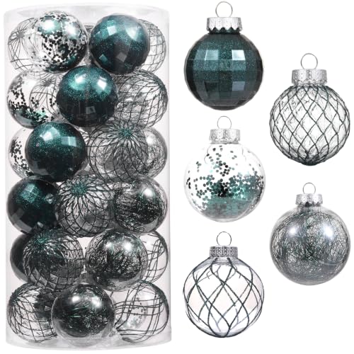 30ct 60mm/2.36" Christmas Tree Ball Ornaments, Dark Green Xmas Balls