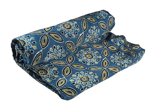 Image of Ethnics of Kutch Womens's Ajrakh Modal Silk Natural Dye Hand Block Print Unstitched Kurta Fabric